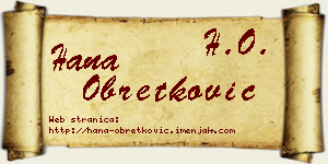 Hana Obretković vizit kartica